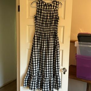 Navy Blue check gingham long cotton dress